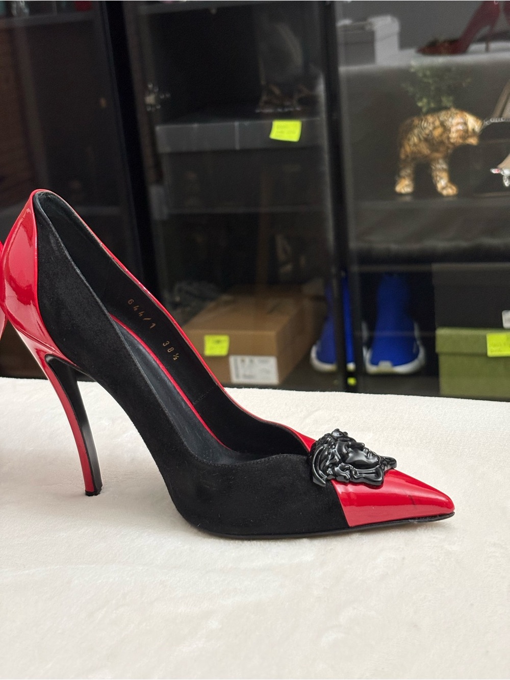 Versace Medusa Head Black & Red Leather Pumps — EUR 38.5 / US 8 Comes With COA.